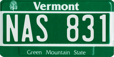 VT license plate NAS831