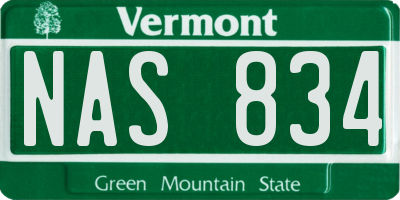 VT license plate NAS834
