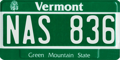 VT license plate NAS836