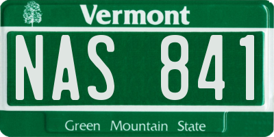 VT license plate NAS841