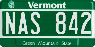 VT license plate NAS842