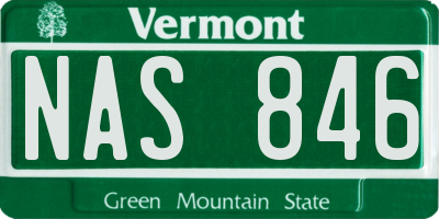 VT license plate NAS846