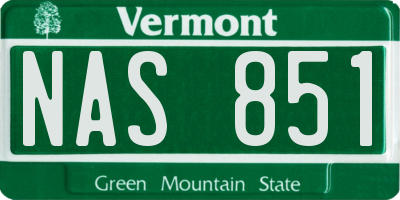 VT license plate NAS851