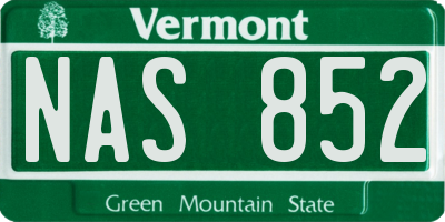 VT license plate NAS852