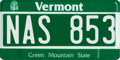 VT license plate NAS853