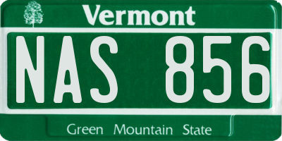 VT license plate NAS856