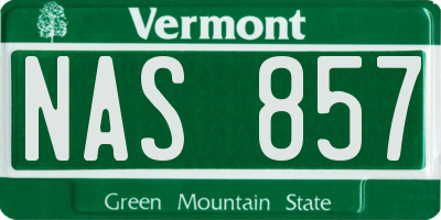 VT license plate NAS857