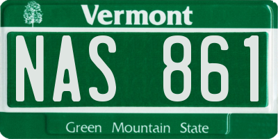 VT license plate NAS861