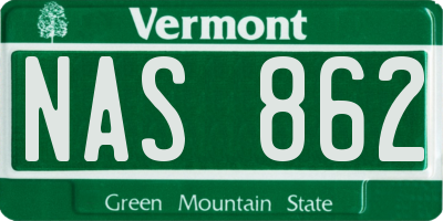 VT license plate NAS862