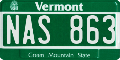 VT license plate NAS863