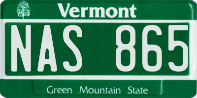 VT license plate NAS865