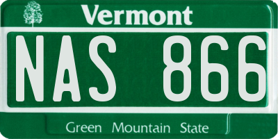 VT license plate NAS866