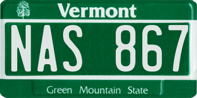 VT license plate NAS867