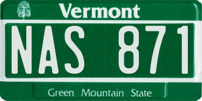 VT license plate NAS871