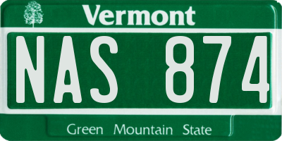 VT license plate NAS874