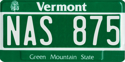 VT license plate NAS875