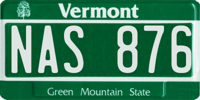 VT license plate NAS876