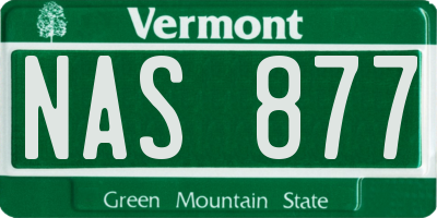 VT license plate NAS877