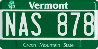VT license plate NAS878