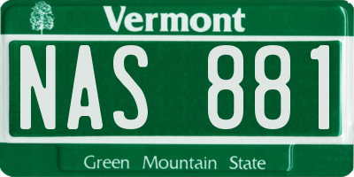 VT license plate NAS881