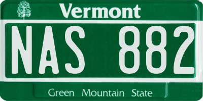 VT license plate NAS882
