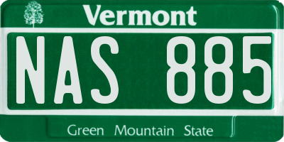 VT license plate NAS885