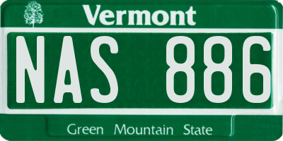 VT license plate NAS886