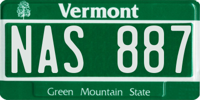 VT license plate NAS887