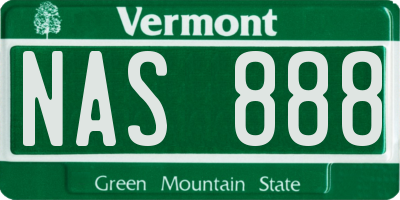 VT license plate NAS888
