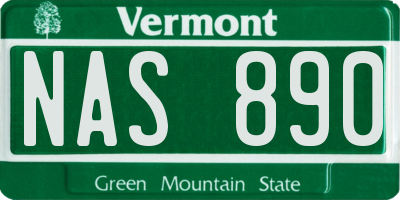 VT license plate NAS890