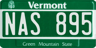 VT license plate NAS895