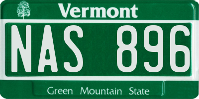 VT license plate NAS896