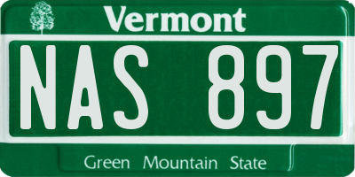 VT license plate NAS897