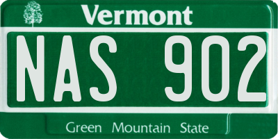 VT license plate NAS902
