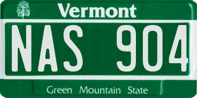 VT license plate NAS904
