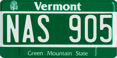 VT license plate NAS905