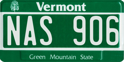 VT license plate NAS906
