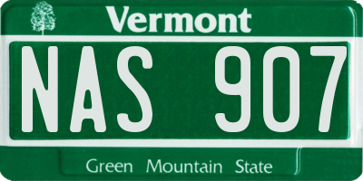 VT license plate NAS907