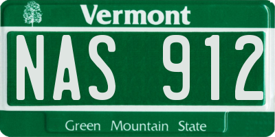 VT license plate NAS912