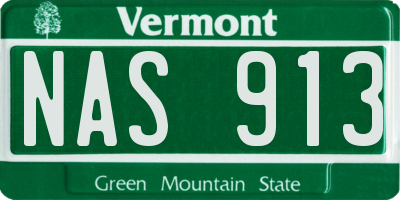 VT license plate NAS913
