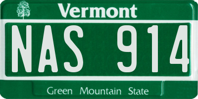 VT license plate NAS914