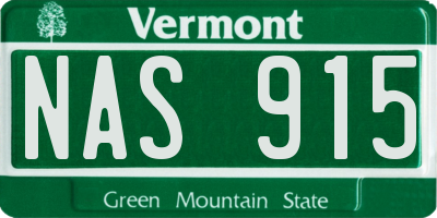 VT license plate NAS915