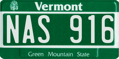 VT license plate NAS916