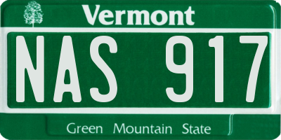 VT license plate NAS917