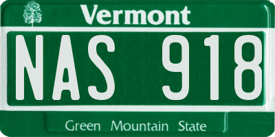 VT license plate NAS918