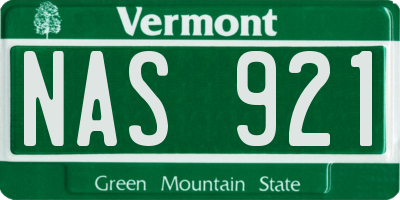 VT license plate NAS921