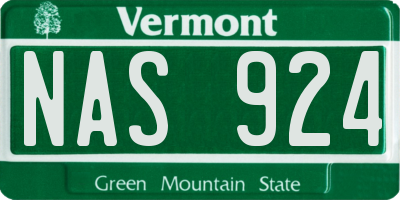 VT license plate NAS924