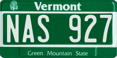 VT license plate NAS927