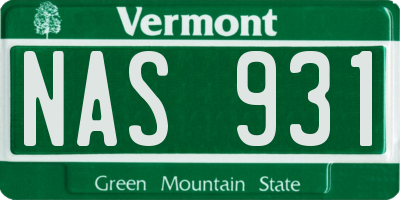 VT license plate NAS931