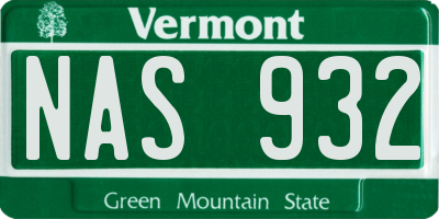 VT license plate NAS932